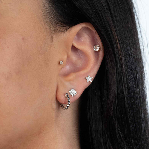 Pavé Diamond Star Stud Earrings - 14K White Gold – Fortunoff Fine Jewelry
