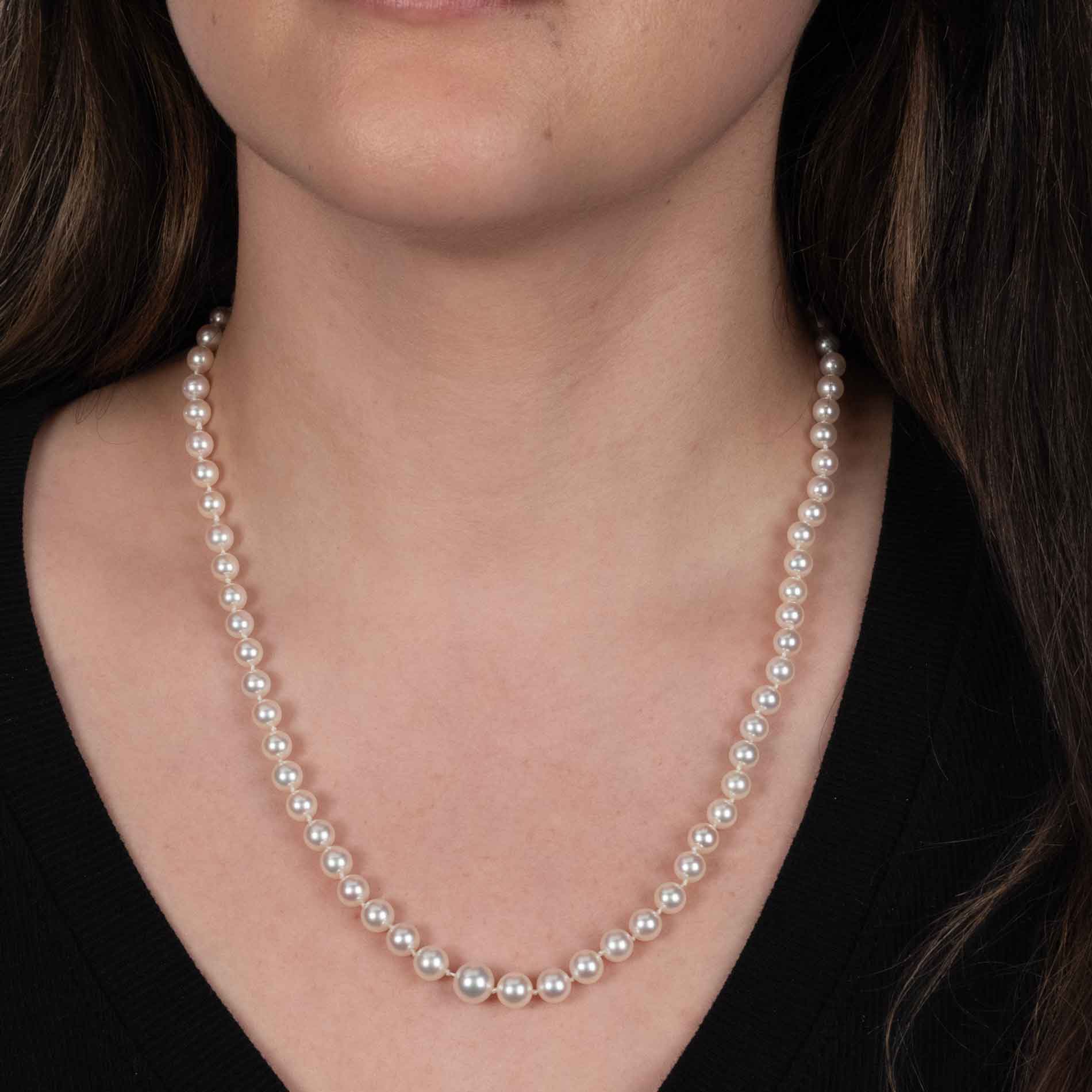 14k gold graduated cultured saltwater outlet pearl strand necklace 17.5 inch