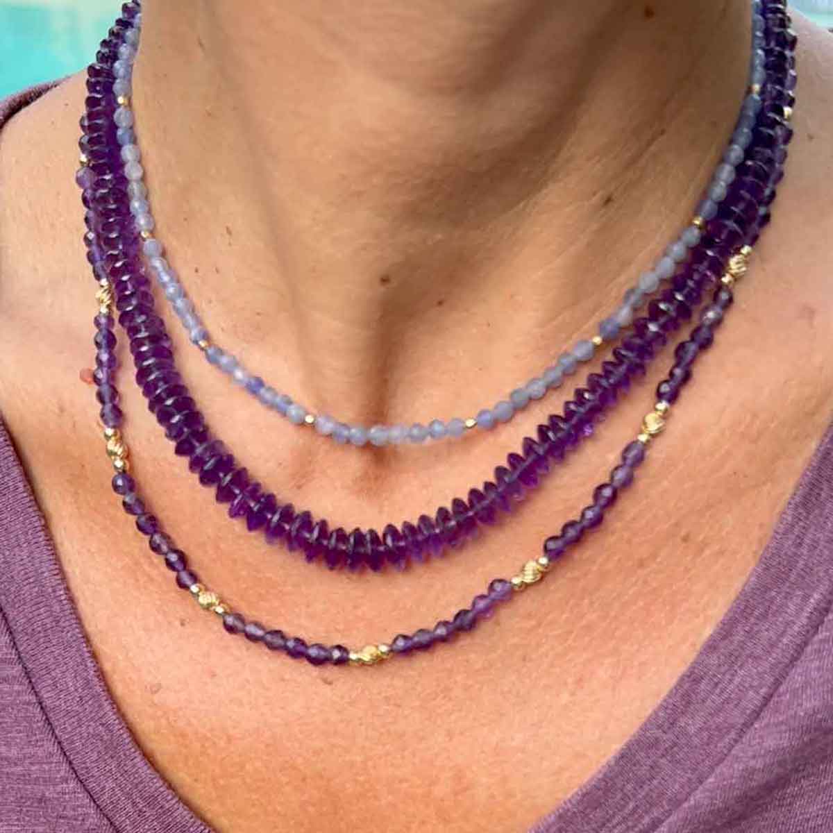 Amethyst Bead fashion necklace 619