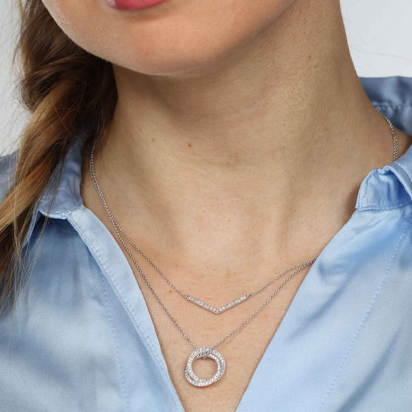 Open Heart Diamond Necklace, .25 Carat, 14K White Gold – Fortunoff