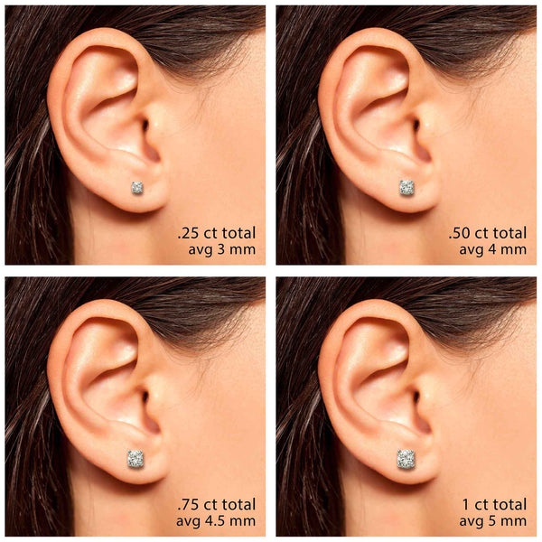 1.5 Ct 14K Gold IGI Certified Lab Grown Round Shape 6 Prong Diamond Stud  Earrings Friendly Diamonds - 13LN7B