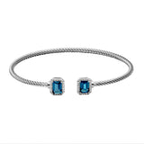 Twist Design Cuff with London Blue Topaz Ends, Sterling Silver