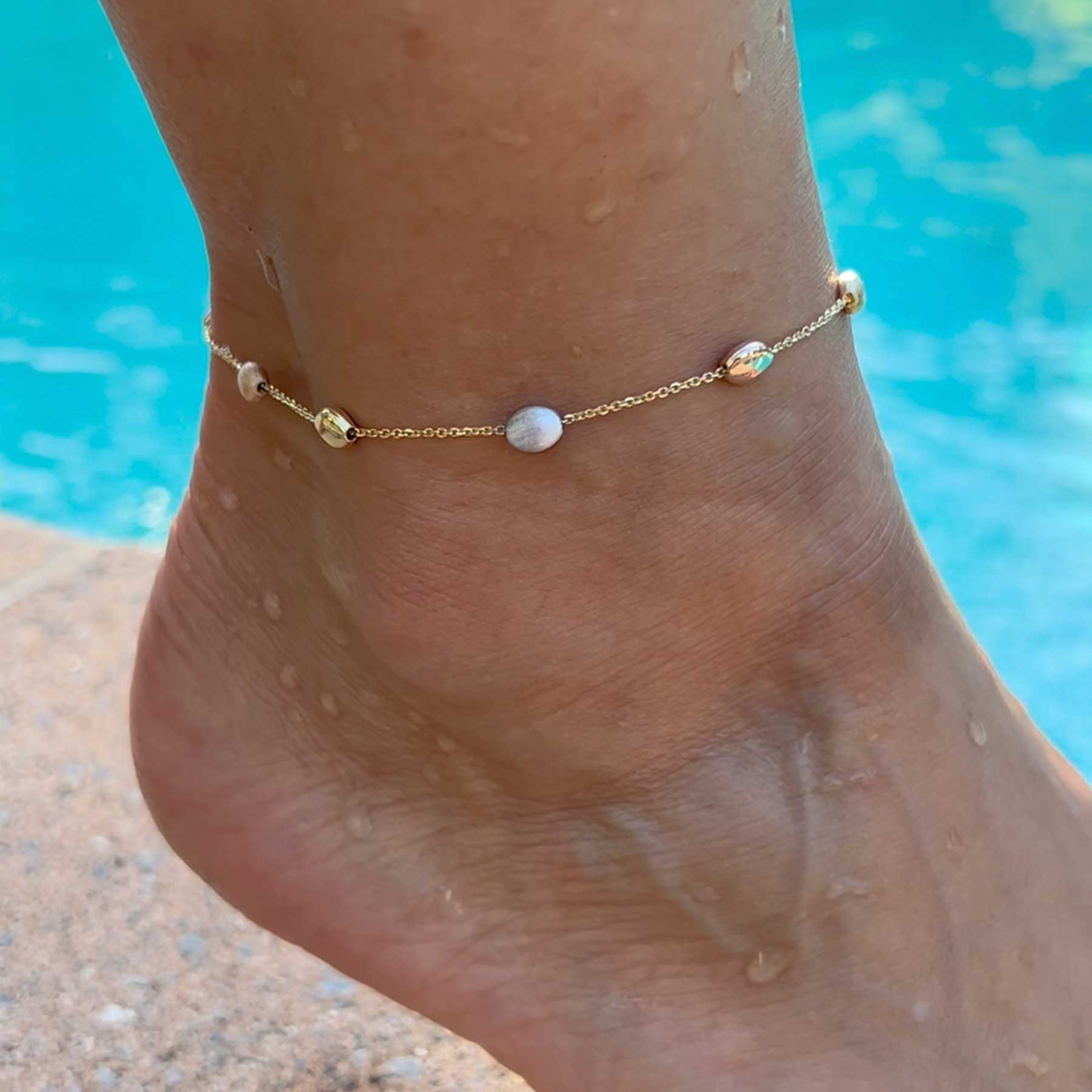 Tri Color Pebble Ankle Bracelet, 14K – Fortunoff Fine Jewelry