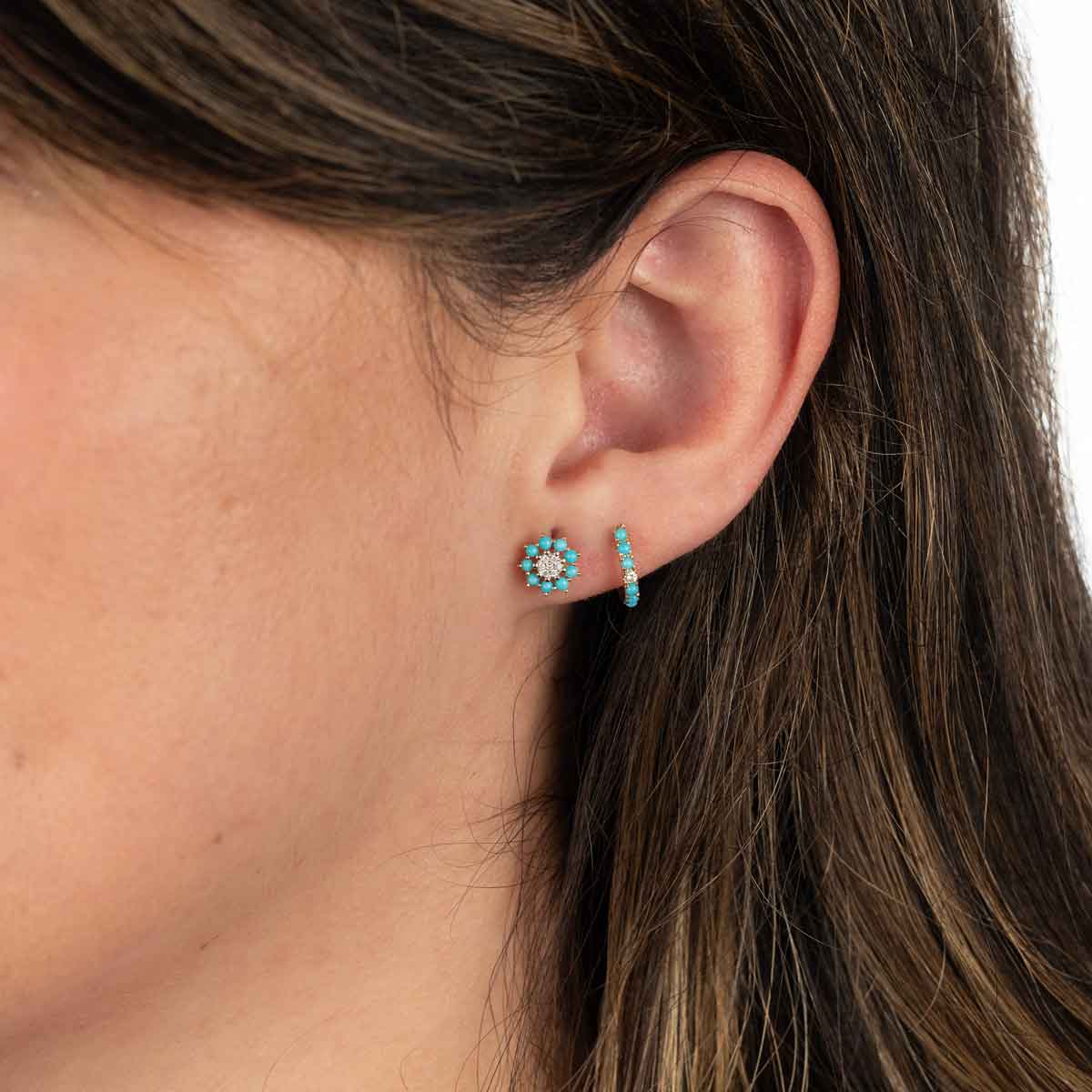 Flowers and turquoise popular earrings