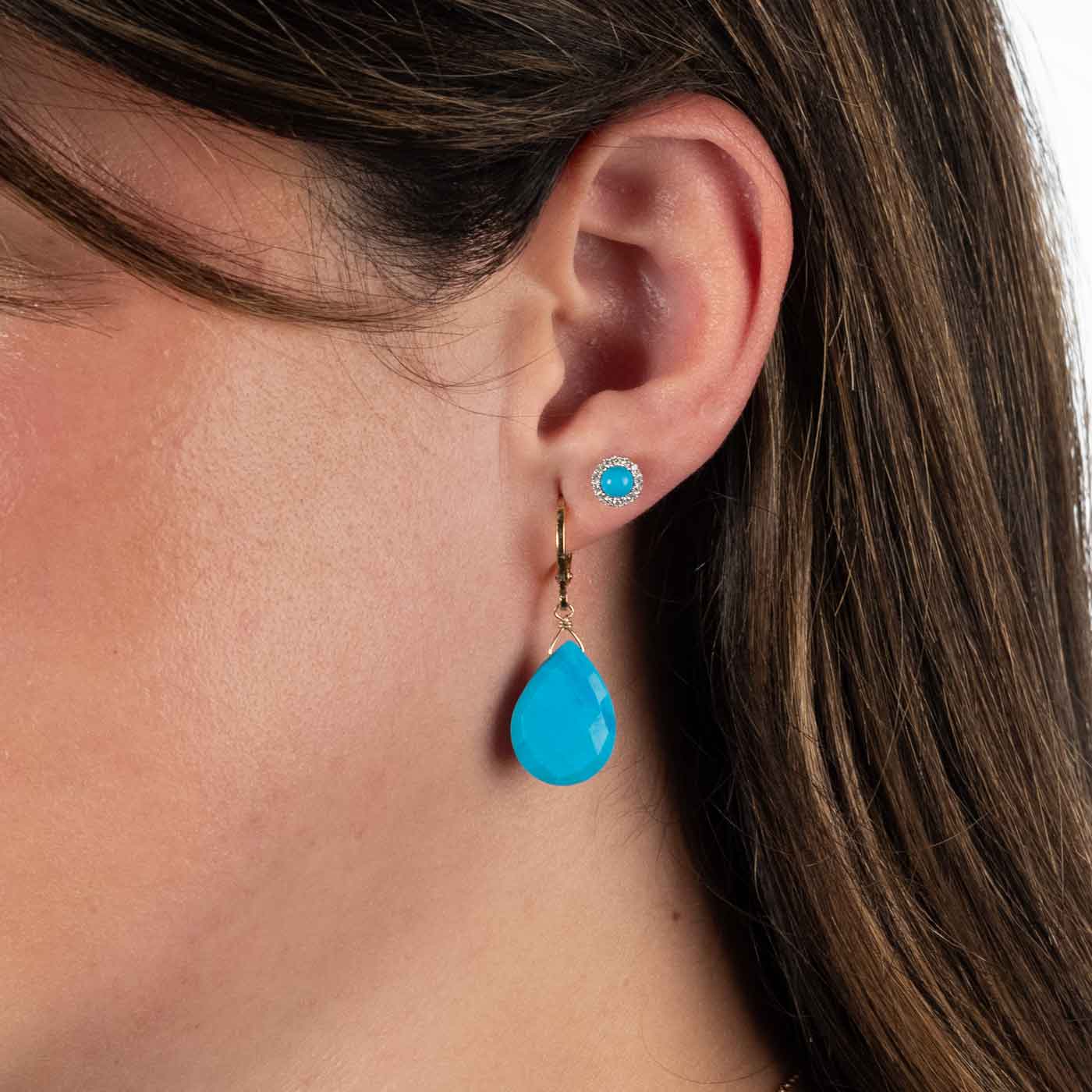 yellow gold and turquoise drop earrings – Meira T Boutique