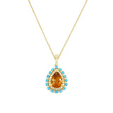 Citrine, Diamond and Turquoise Pendant, 14K Yellow Gold