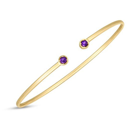 Bezel Set Amethyst Cuff Bracelet, 14K Yellow Gold