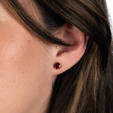 Round Garnet Stud Earrings, 6 MM, 14K Yellow Gold