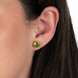 Round Peridot 8MM Stud Earrings, 14K Yellow Gold