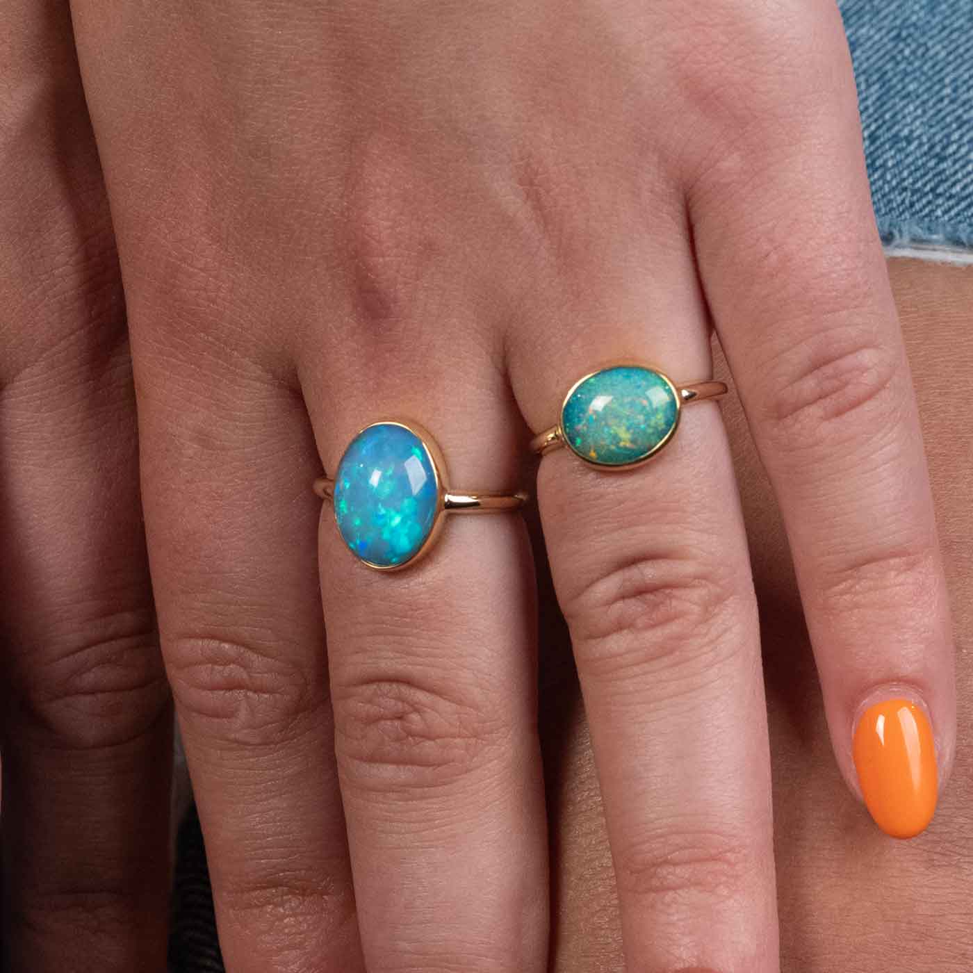 Blue green sale opal rings