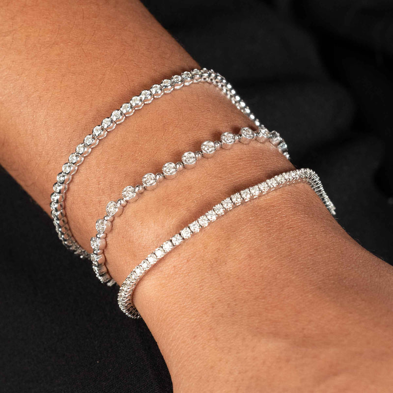 Bezel Set Diamond Bracelet, .99 Carat Total, 14K White Gold