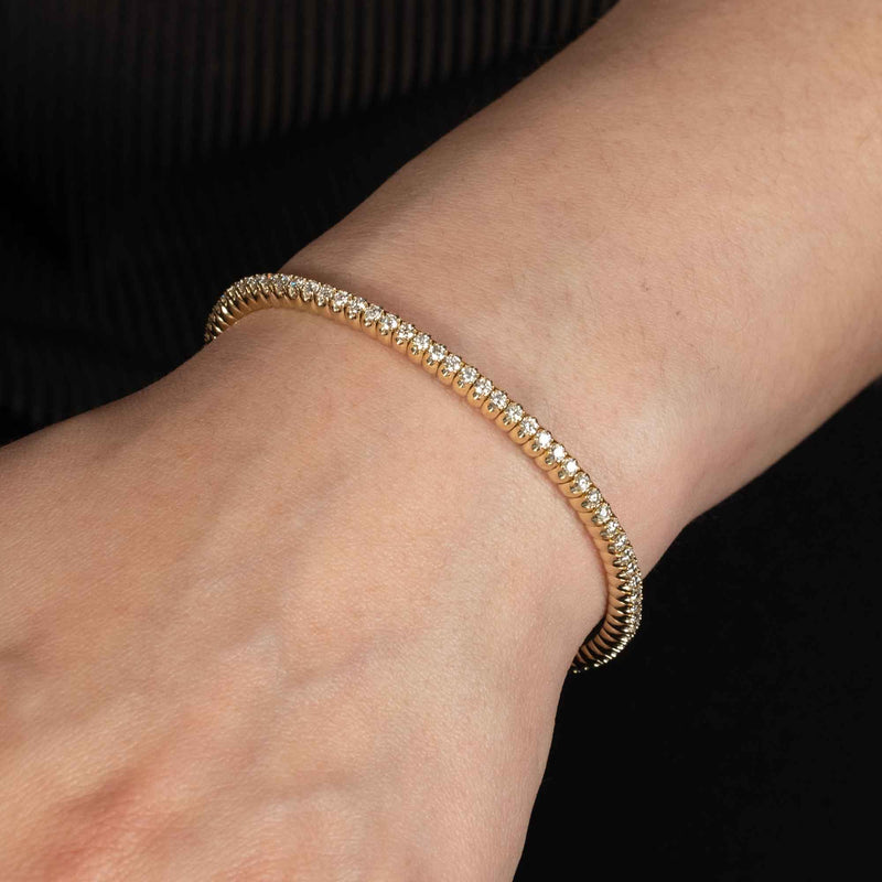 Diamond Eternity Stretch Bracelet, 2.20 Carats, 14K Yellow Gold