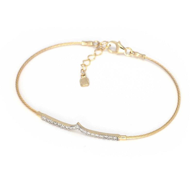 Pavé Diamond Bar Bracelet, 14K Yellow Gold