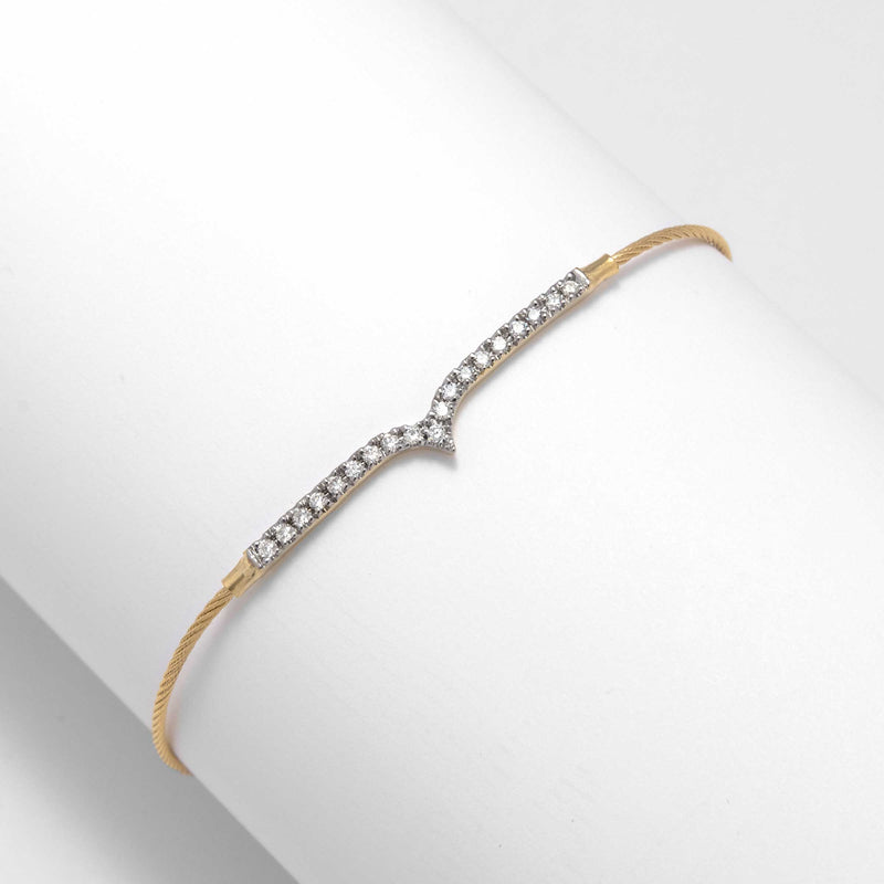 Pavé Diamond Bar Bracelet, 14K Yellow Gold