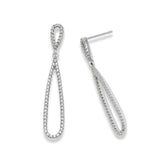 Diamond Double Loop Dangle Earrings, 14K White Gold