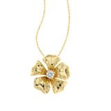 Magnolia Collection Diamond Flower Pendant, 14K Yellow Gold