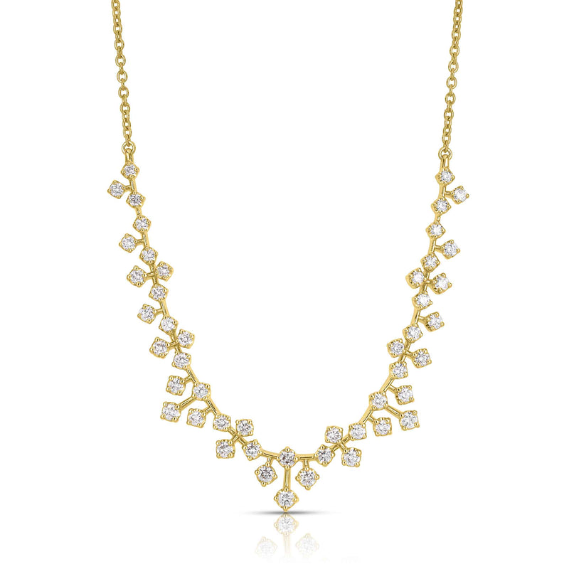 Fancy Design Diamond Necklace, 14K Yellow Gold