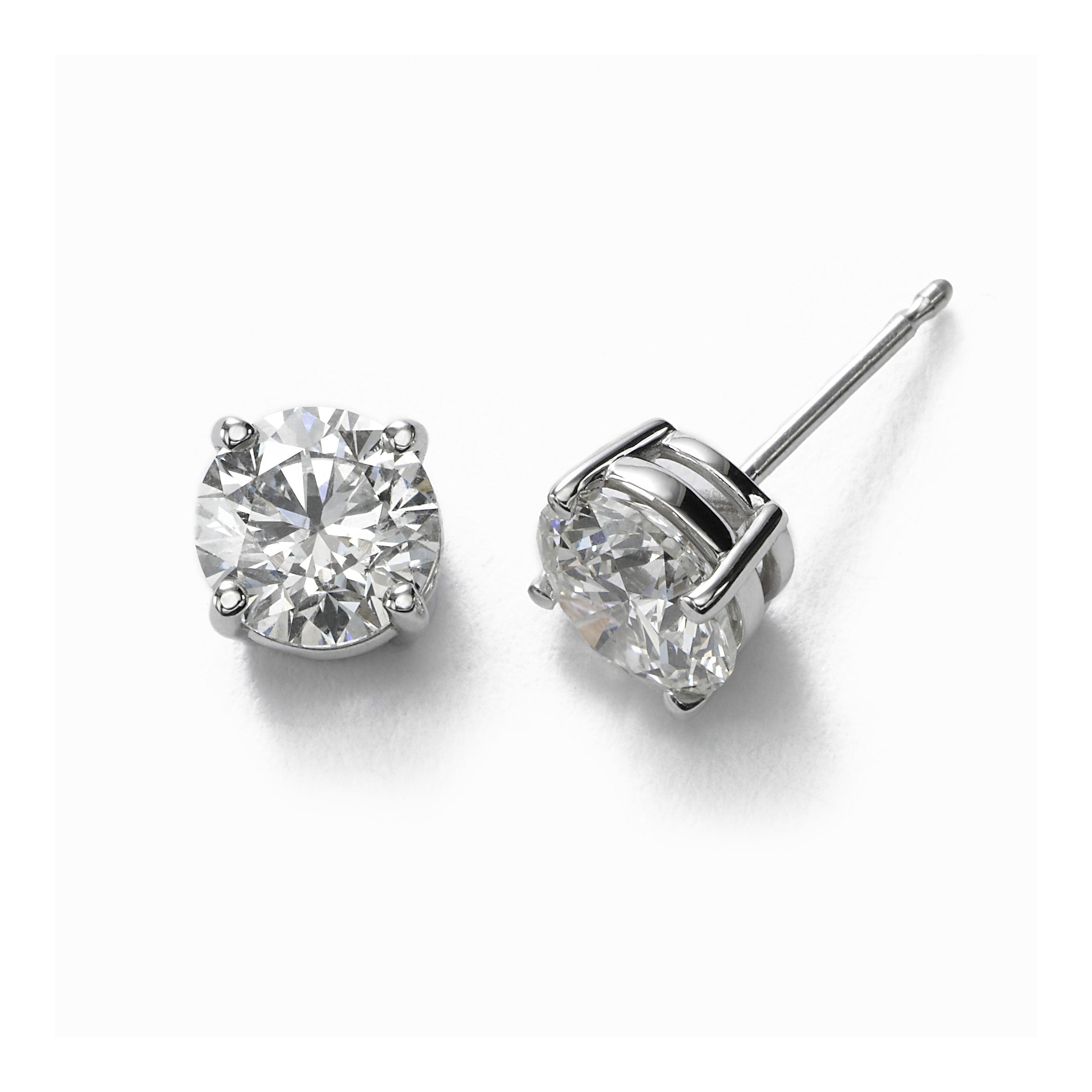 Diamond Stud Earrings, .30 Carat Total, H/I-SI2, 14K White Gold