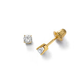 Child's Diamond Safety Studs, .10 Carat Total, 14 Karat Yellow Gold