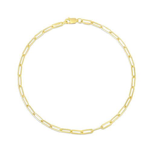 Petite Paperclip Links Bracelet, 7.25 Inches, 14K Yellow Gold