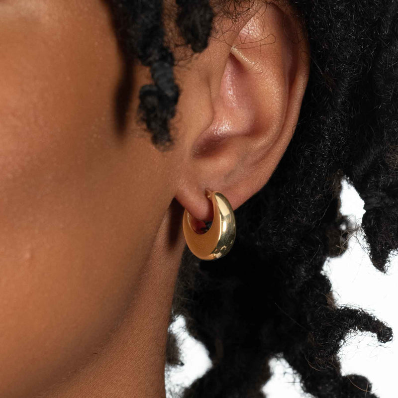 Puffy Hoop Earring, 14 Yellow Gold