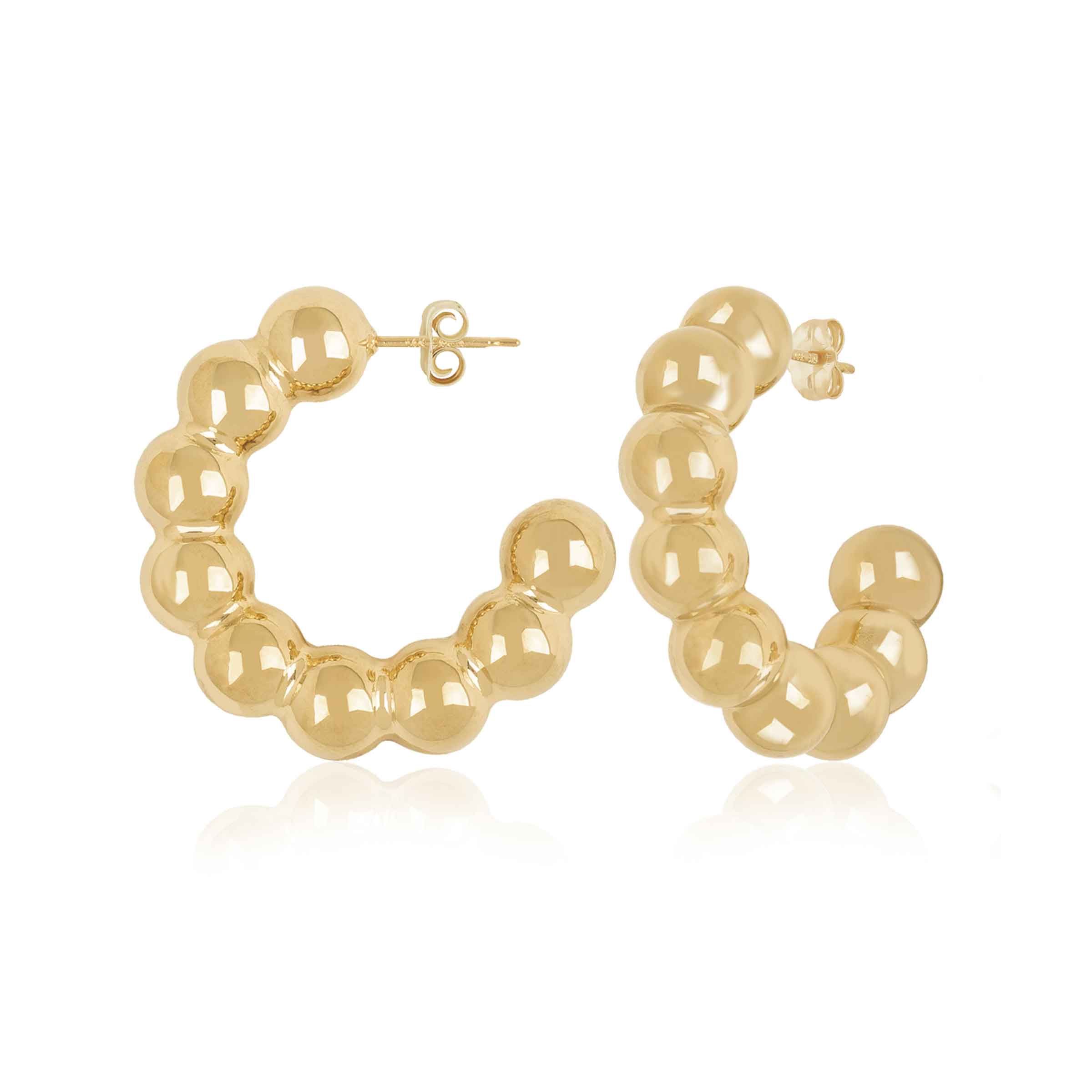 14k store Gold Beaded Hoop Earrings