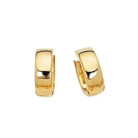 Shiny Huggie Hoop Earrings, .50 Inch, 14K Yellow Gold