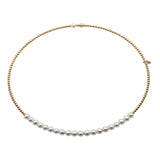 Pearl Choker Necklace, 18K Yellow Gold