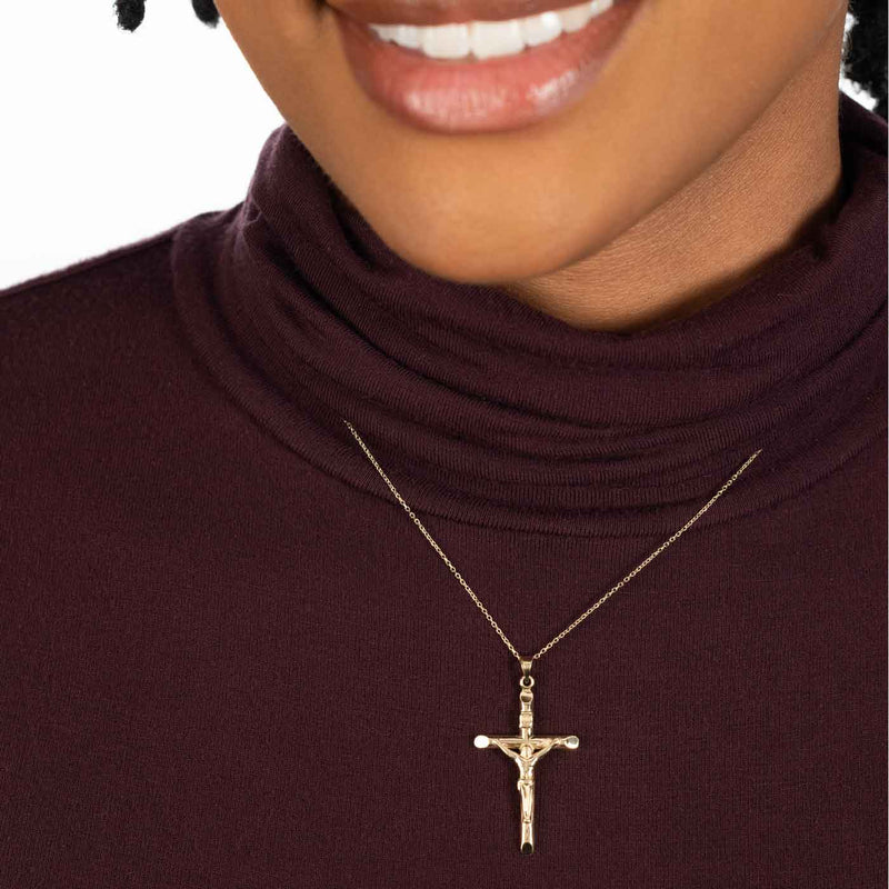 Crucifix Cross Pendant, 14K Yellow Gold