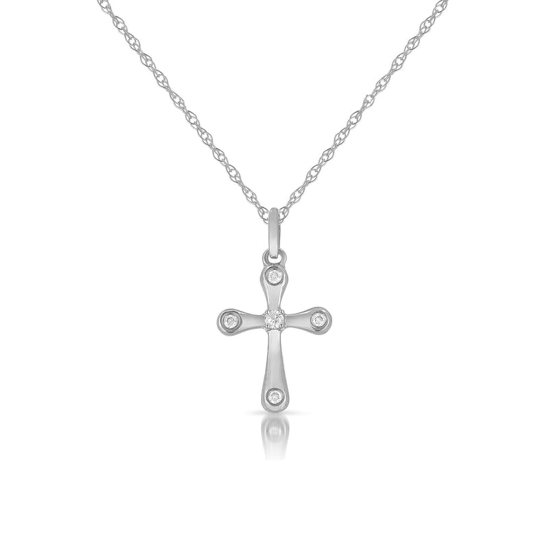 Classic Diamond Cross Pendant, 14K White Gold