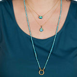 Turquoise Bead Necklace with Ring Clasp, 24 Karat Vermeil