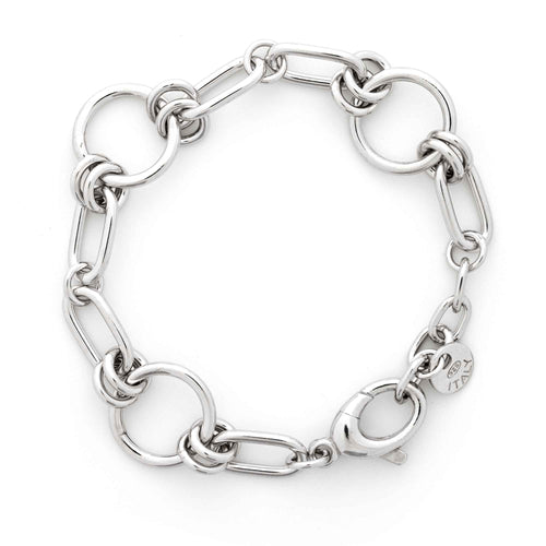 Mixed Shape Link Bracelet, Sterling Silver