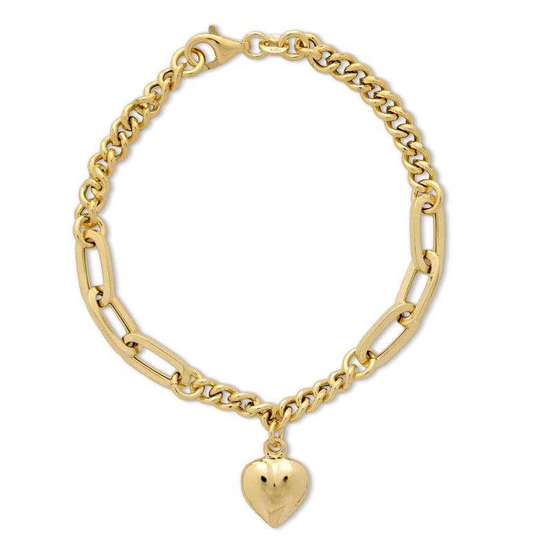 Heart Dangle Bracelet, Yellow Gold Plated