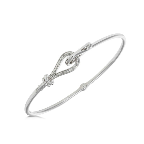 Loop Closure Bangle Bracelet with Diamond Accent, Sterling Silver