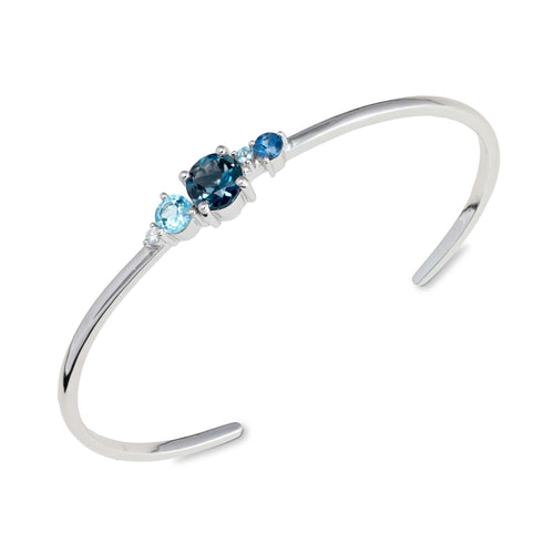 Shades of Blue Open Cuff Bracelet, Sterling Silver