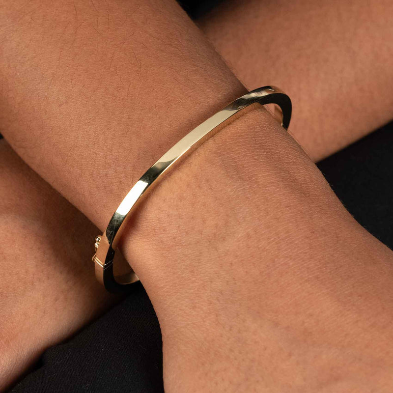 Classic Bangle Bracelet, Yellow Gold Plated Silver