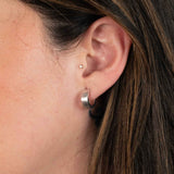 Wide Matte Sterling Silver Huggie Hoop Earrings