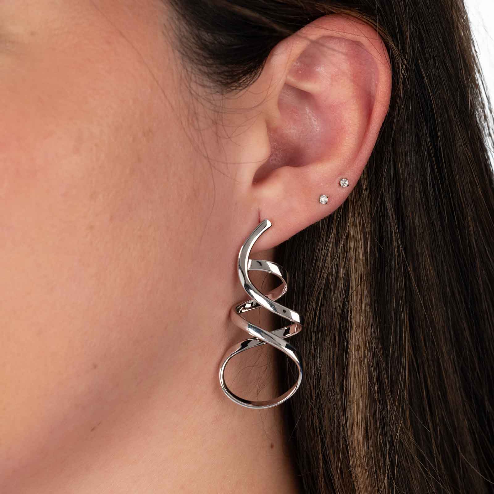 Sterling silver 2024 spiral earrings