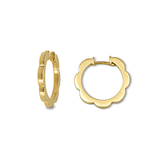 Scalloped Hoop Earrings, Yellow Gold Plated Silver