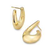 Front-To-Back Puffy Hoop Earrings, Yellow Gold Plated Silver