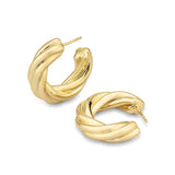 Twist Design Hoop Earrings, Yellow Gold Plated Silver