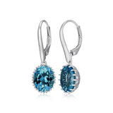 Oval London Blue Topaz Drop Earrings, Sterling Silver