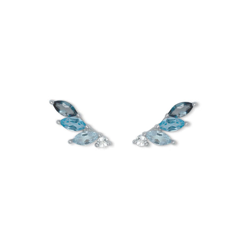 Blue Topaz Marquise Shape Studs, Sterling Silver