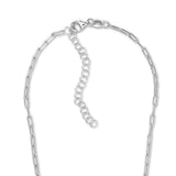 Heart Drop Paperclip Necklace, Sterling Silver