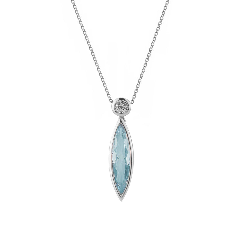 Blue and White Topaz Pendant, Sterling Silver