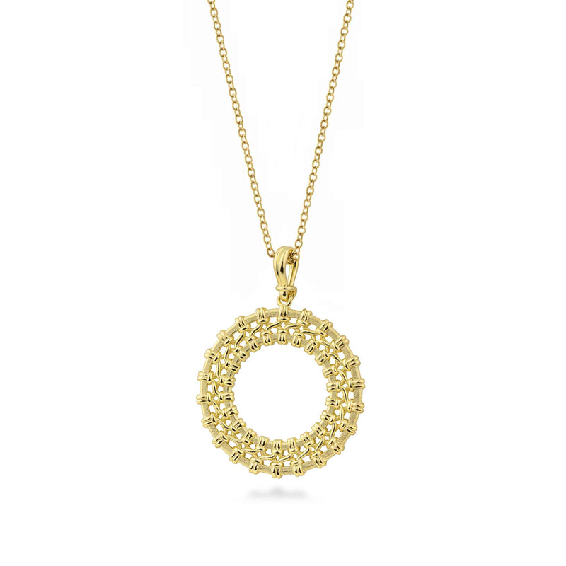 Woven Design Pendant, Yellow Gold Plated Silver