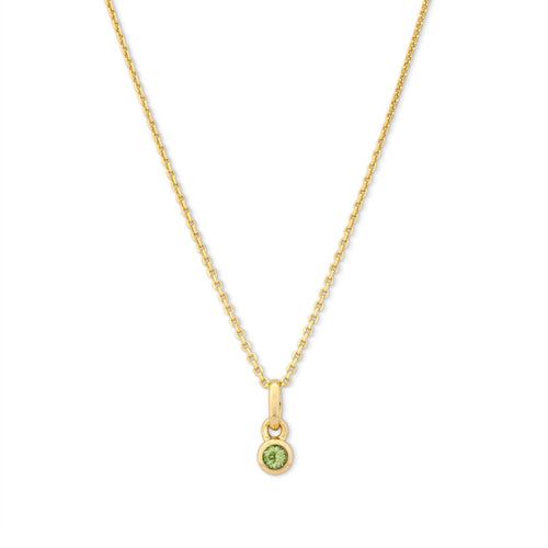 Bezel Set Peridot Charm, Yellow Gold Plated Silver