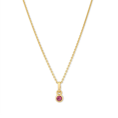 Bezel Set Pink Tourmaline Charm, Yellow Gold Plated Silver