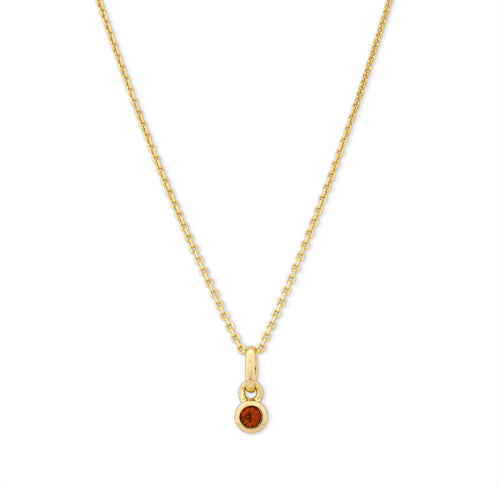 Bezel Set Garnet Charm, Yellow Gold Plated Silver