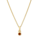 Bezel Set Garnet Charm, Yellow Gold Plated Silver